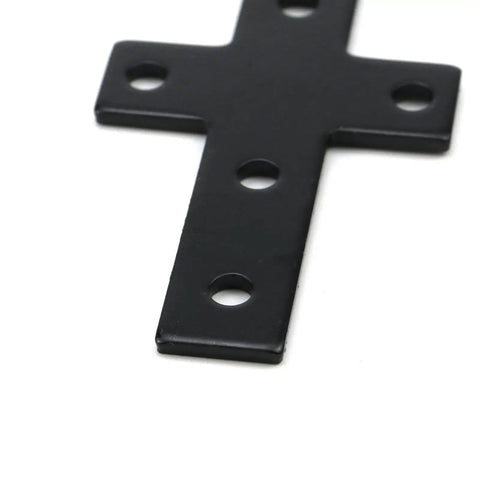 Beefy Cross Mending Plate Set Heavy Duty 2mm Carbon Steel Repair Brackets For Wood Furniture And Outdoor Structures Black Reinforcement Plates With Screws 3.94 X 1.89 X 0.63 Inches