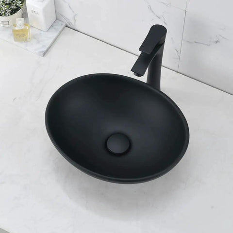 Oval Vessel Sink With Faucet And Drain Combo White Ceramic Above Counter Bathroom Sink 16x13 Inches Porcelain Basin
