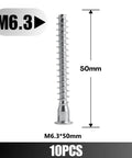 Confirmat Screws M6.3 x 50mm 10 Pack Hex Socket Countersunk Self Tapping Wood Fasteners Carbon Steel Zinc Plated