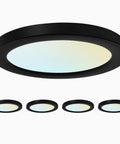 4 Pack 5 Inch LED Flush Mount Ceiling Lights, 10W Dimmable Round Panel Fixtures, black trim, 3 color temperature options