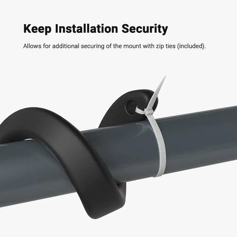Heavy Duty Flexible Twist Mount For Indoor And Outdoor Security Cameras, Solid As A Rock Bracket wrapped securely on a pole with zip ties.
