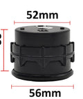Front view of black 52mm automotive oil pressure gauge housing with clamp ring and circular base.