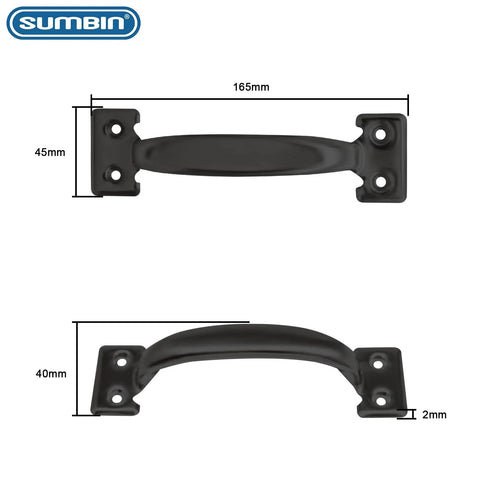 Four Pack Steel Door Pulls Six And A Half Inch Black Coated Built To Last Durable Cabinet And Fence Gate Handles With Grip