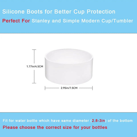 Two Pack Silicone Boot Protective Sleeve For 40 Oz And 30 Oz Tumblers With Handle Bottom Guard Cover shown with dimensions