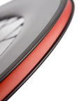 Close-up of Carbon Fixed Gear Wheelset For Track And Street Ride Front 70mm Rear 88mm Clincher 12k Glossy Finish Toray T700