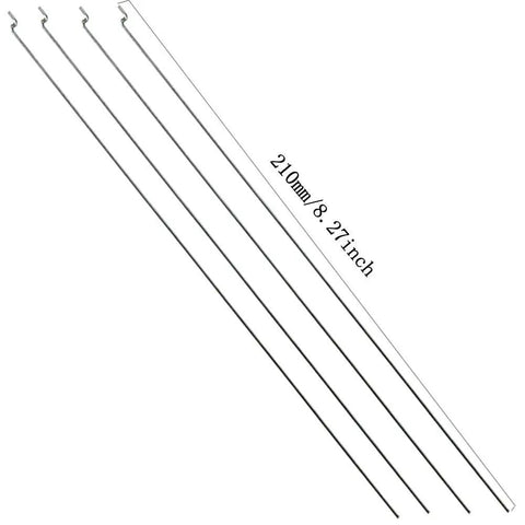 Adjustable Push Rod Connector Linkage Stopper Set With Nylon Control Horns 21x10mm And Z Push Rods 1.2x210mm showing four rods