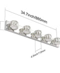 Five Light Crystal Vanity Lights for Bathroom Modern LED Wall Fixtures, 34.7 Inch Long, Stainless Steel Frame, K9 Crystal.