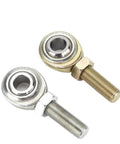 Two Pack of Heavy Duty 1/2 Inch Bore Rod End Heim Joints featuring silver and gold finishes with 1/2-20 male threads.