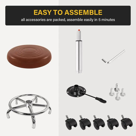 Assembly parts for PU Leather Rolling Stool With Wheels Footrest 360 Degree Swivel Height Adjustable Chair For Home Office