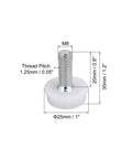 Heavy Duty Adjustable Leveling Feet For Home Desks Rock Solid Plastic Glide Pads with M8 X 20mm threaded support.