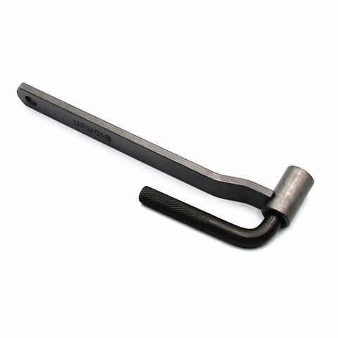 Universal Motorcycle Engine Valve Screw Wrench 10MM Hex 3.5MM Square Drive For Dirt Pit Bike Auto Repair with chrome finish.