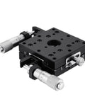 Workhorse XY Axis 40 By 40 Trimming Station with manual displacement platform, linear stage sliding table, precise motion, black metal