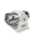 100 Millimeter Three Jaw Chuck Rotary Axis Adapter Runs Slick With Reliable Grip Precision Mount Kit For Fiber Laser Engraver CO2 Wood Carving Router And Welding Positioner Killer Quality Build side view of robust metal chuck with smooth grip