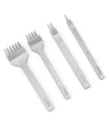 4 Piece Leather Lacing Stitching Punch Set With 1 2 4 6 Prongs And Plastic Aid Pulling Board Durable White Steel Hole Punch Tools