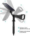 Solar Outdoor Lights 2 Pack With 6 LED Waterproof Spotlight No Fuss Auto On Off 200 Lumen High Output Low Mode 2 In 1 Adjustment