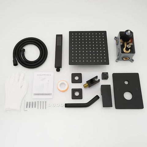 Level Up Your Daily Wash With This Matte Black Shower System Featuring An 8 Inch High Pressure Rain Head And Handheld Wall Mount Faucet Set With Rough In Valve Trim For A Smooth Install That Hits Different