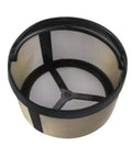 Reusable 4 Cup Basket Style Coffee Filter With Mesh Bottom For Mr Coffee Makers And Brewers, close-up of golden mesh filter