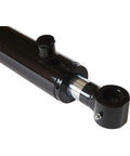 Close-up of Double Acting Hydraulic Cylinder Tang Style Universal 2 Inch Bore 18 Inch Stroke 1.25 Inch Rod Diameter Welded Heavy Duty