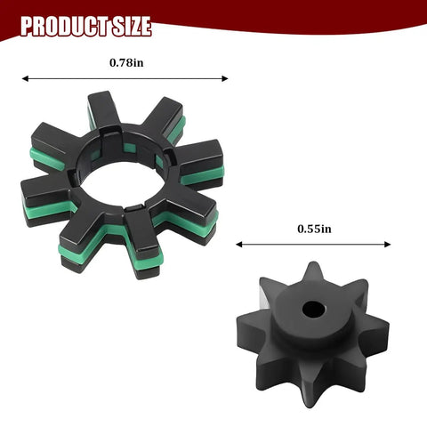 2 Pack Power Steering Motor Shaft Damper Kit Top Shelf Replacement To Smooth Out That Wobbly Front End Durable Rubber And Plastic Parts For 4525428040, black and green rubber parts measuring 0.78in and 0.55in.