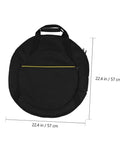 Rock Solid Marching Cymbal Bag With Sickly Padded Cushioning Spacious Zippered Pockets For Drums Sticks And Sheet Music Heavy Duty Oxford Fabric Built For Travel, black round design, 22.4 inches.