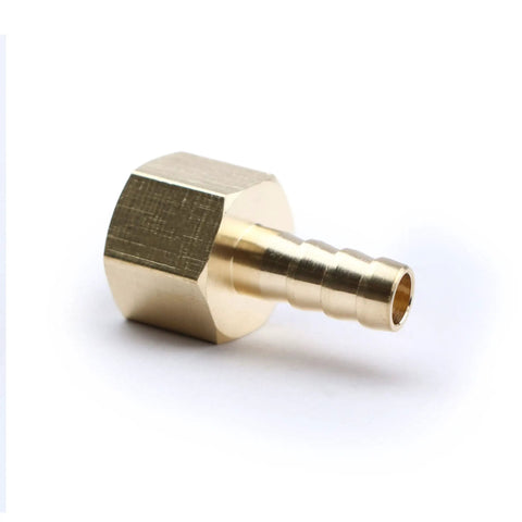 Heavy Duty 3/8 Inch Barb To 3/8 Female Npt Brass Fitting Set Rock Solid Plumbing Connectors showing a brass hose adapter.