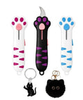 Cat Paw Box Cutter Retractable Knife With Fluffy Keychain Mini Pocket Box Opener For Packages Crafts And Daily Use Portable Utility Cutter With Cute Claw Design And Plush Ornaments, front view