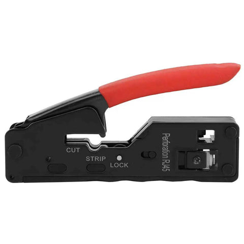 All In One Ethernet Cable Crimping Tool With Wire Cutter And Stripper For Cat5 Cat5e Cat6 Cat6a Cat7 with red PVC handle