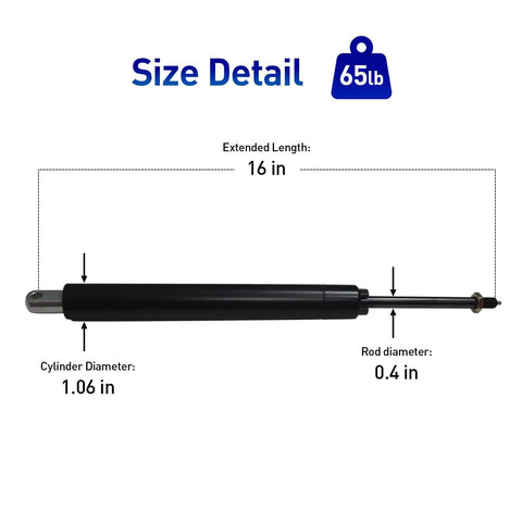 Built Different Gas Springs For Beds, Heavy Duty Lockable Struts With Freakin Smooth Soft Close, Tough As Nails Pro Grade Zinc Coated Steel Lifters, 16 in size details