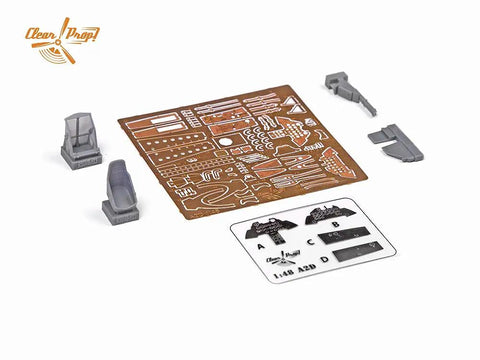 Photo showing parts of the XA2D Skyshark 1 To 48 Scale Advanced Model Kit With 203 Plastic Parts 83 Photoetched Parts And 5 Resin Parts