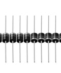 25 Pack 15SQ045 Schottky Diodes For High Current Rectification, 15 Amp 45 Volt Axial Silicon Diodes With Low Forward Voltage, Low Leakage And High Surge Capability, Ideal For Solar Panels, Charger Circuits, Power Supplies. Black axial silicon diodes shown in a 25-pack.