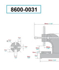 Diagram of Heavy Duty Arbor Press 0.5 Ton Capacity With 4.33 Inch Max Height and Removable Anvil with dimensions