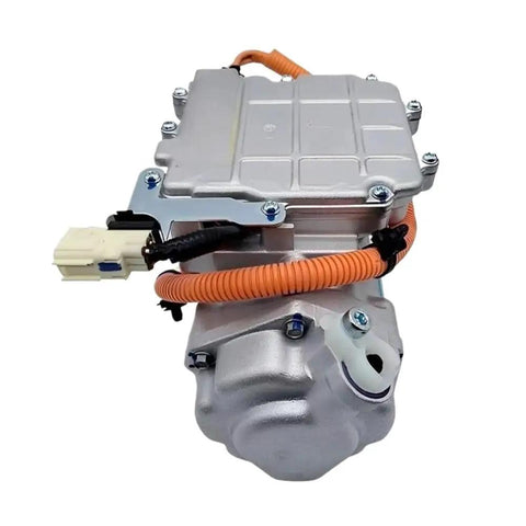 Straight Swap 365V Electric Ac Compressor Replaces SCEA8103020A For Byd Yuan S2 Ev, silver unit with electrical connectors.