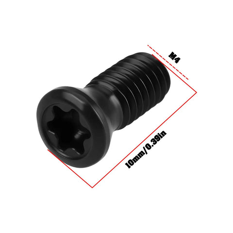 Close-up of Heavy Duty Black Carbon Steel M4X10MM Torx Screw Featuring T15 Drive for precise clamping.