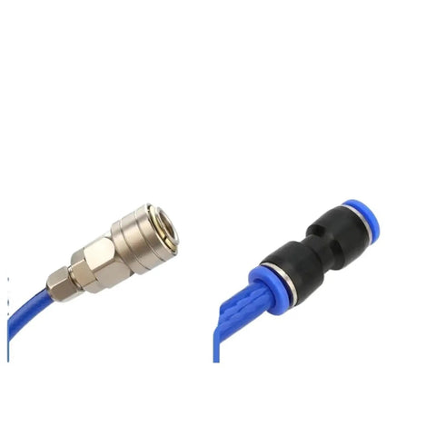 Pro Grade PU Pneumatic Hose Featuring Heavy Duty Fiber Reinforced Line Built For High Pressure Air Compressor Workflows, connectors shown.