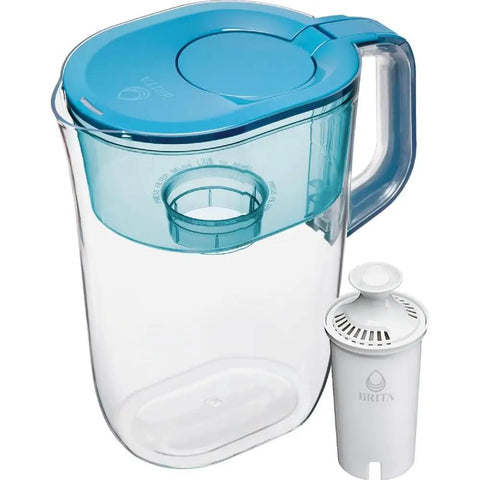 Tahoe Large 10 Cup Water Filter Pitcher With Smart Light Filter Reminder And One Standard Filter Transparent Teal Fridge Friendly