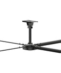 Top Tier Eight Foot Industrial Hvls Ceiling Fan Featuring Matte Black Trim And Beefed Up Direct Drive Core. Built For Big Garages, Hands Over Variable Speed Controls And No Sweat Seasonal Put Up, showing fan with three blades and matte black finish.