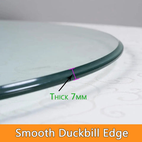 Close-up of 7mm thick edge of Round Rotating Serving Plate With Large Tempered Glass Lazy Susan Turntable For Family Get Togethers