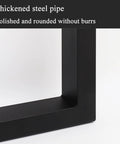 Close-up of Damn Slick Matte Black Industrial Table Legs Built Tough With Solid Steel Frame showcasing thickened steel pipe construction.