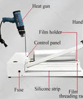 Heavy Duty Shrink Wrap Machine Sealer For POF And PVC Film With Heat Gun And 9 Temp Levels showing heat gun and control panel.