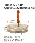 Veranda 94 Inch Round Patio Table And Chair Cover With Umbrella Hole, Water Resistant Outdoor Table Cover For 6 Chairs