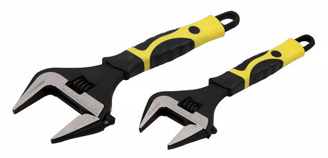 10 Inch Adjustable Wrench With Ultra Thin Jaw And Wide Opening Up To 50mm, Black Oxide Finish, Drop Forged Cr-V, SAE And Metric Scale