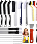 19Pcs Crevice Cleaning Brush Set with Narrow Gap Scrubbers and Heavy Duty Bristle Tools for window tracks and more.