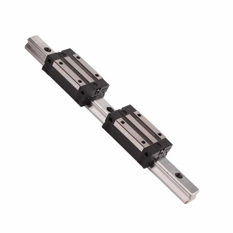 Precision HGR20 Linear Rail And Slide Set With Dual Bearings for CNC, featuring smooth metal rail and dual carriages.