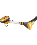 Distance Measuring Walking Wheel Digital Counting Device Foldable for with yellow wheel and digital display.