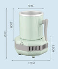 Smart Desktop Beverage Chiller With Rapid Freeze And Instant Heat Mode Made From Food Grade Aluminum, mint green design, 16cm height.