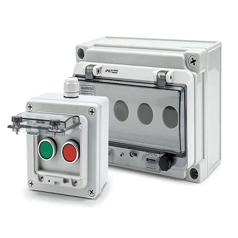 Emergency Stop Push Button Box IP65 22mm Momentary Red Green Start Stop Buttons And Selector Switch Integrated Control