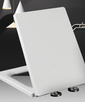 Rock Solid White Square Toilet Seat With Swift Soft Close Action And No Fuss Quick Release Hinges For Silent Drop Fade Resistant Build Universal Bathroom Fixture Upgrade, side view showing hinges.