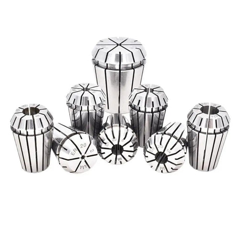Heavy Duty Er32 Spring Collet 15mm Chuck Packs Rock Solid Grip And Zero Slack Precision 0005mm Clamp Accuracy For Cnc Milling Lathe Spindle Jobs Built Like A Tank With 65Mn Steel collection of ER32 spring collets in various sizes on a white background.