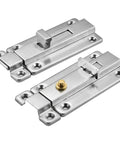 Automatic Spring Door Latch for Security Lock Stainless Steel, silver latch bolts with screws for easy installation.