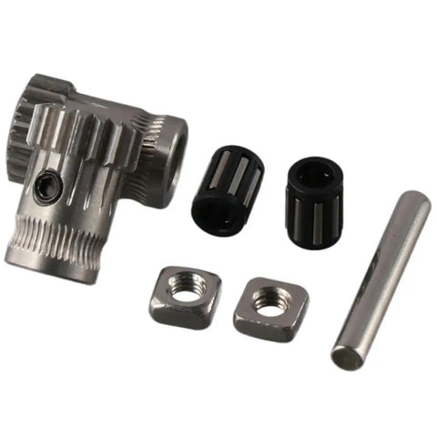 Needle Bearing Gear Set Upgrade for 3D Printers, Dual Drive Extruder Gears Kit in Hardened Steel, Nickel Plated and two bearings